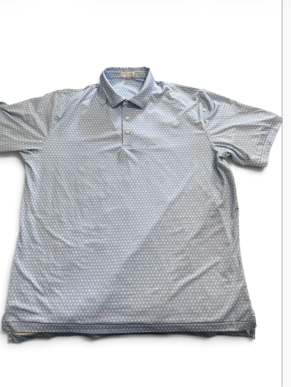 Peter Millar Summer Comfort Skull Print Performance Polo Shirt Men’s XL Blue